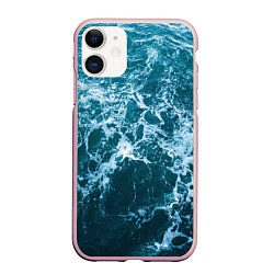 Чехол iPhone 11 матовый Blue ocean, цвет: 3D-светло-розовый