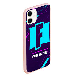 Чехол iPhone 11 матовый Символ Fortnite в неоновых цветах на темном фоне, цвет: 3D-светло-розовый — фото 2