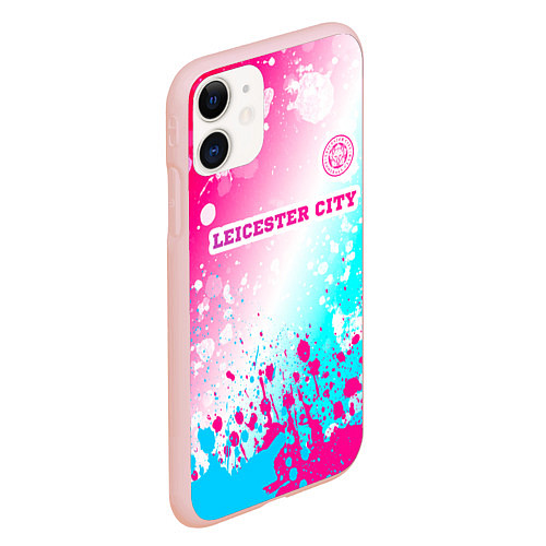 Чехол iPhone 11 матовый Leicester City Neon Gradient / 3D-Светло-розовый – фото 2