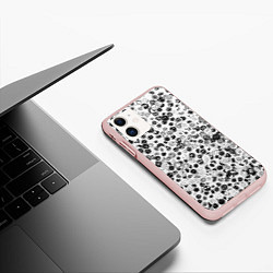 Чехол iPhone 11 матовый Micro smileys, цвет: 3D-светло-розовый — фото 2