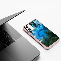 Чехол iPhone 11 матовый Неоновые краски - Синий, цвет: 3D-светло-розовый — фото 2