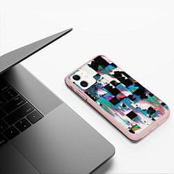 Чехол iPhone 11 матовый Glitch Abstract squares Глитч Абстрактные квадраты, цвет: 3D-светло-розовый — фото 2