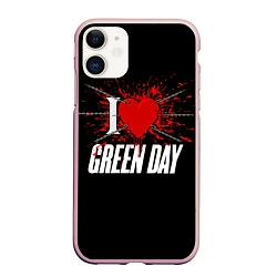 Чехол iPhone 11 матовый Green Day Сердце, цвет: 3D-светло-розовый