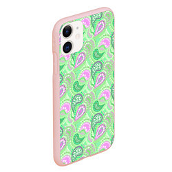 Чехол iPhone 11 матовый Turkish cucumber green background, цвет: 3D-светло-розовый — фото 2