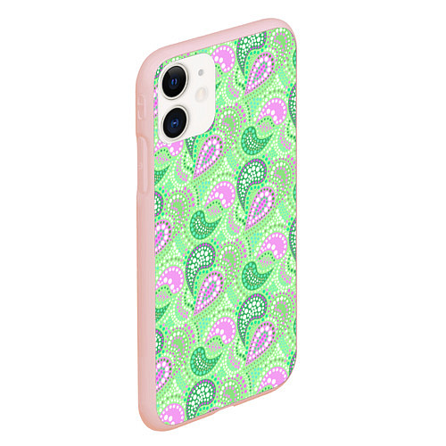 Чехол iPhone 11 матовый Turkish cucumber green background / 3D-Светло-розовый – фото 2