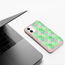 Чехол iPhone 11 матовый Turkish cucumber green background, цвет: 3D-светло-розовый — фото 2