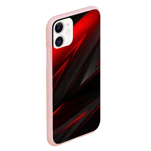 Чехол iPhone 11 матовый Red and Black Geometry / 3D-Светло-розовый – фото 2