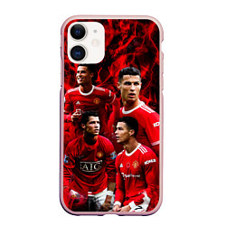 Чехол iPhone 11 матовый Криштиану Роналду Манчестер Юнайтед, цвет: 3D-светло-розовый