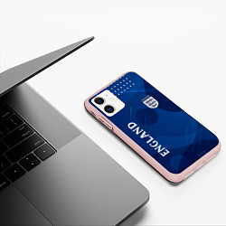 Чехол iPhone 11 матовый Сборная Англии Синяя Абстракция, цвет: 3D-светло-розовый — фото 2