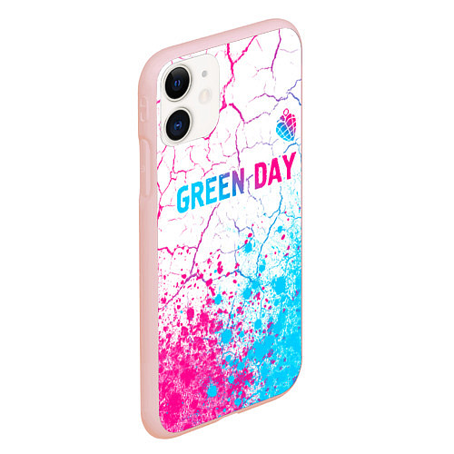 Чехол iPhone 11 матовый Green Day neon gradient style: символ сверху / 3D-Светло-розовый – фото 2