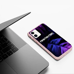 Чехол iPhone 11 матовый Foo Fighters neon monstera, цвет: 3D-светло-розовый — фото 2