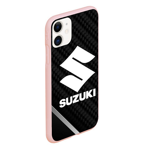 Чехол iPhone 11 матовый Suzuki карбон / 3D-Светло-розовый – фото 2