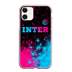 Чехол iPhone 11 матовый Inter - neon gradient: символ сверху, цвет: 3D-светло-розовый