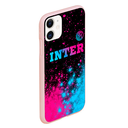 Чехол iPhone 11 матовый Inter - neon gradient: символ сверху / 3D-Светло-розовый – фото 2