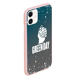 Чехол iPhone 11 матовый Green day - брызги, цвет: 3D-светло-розовый — фото 2