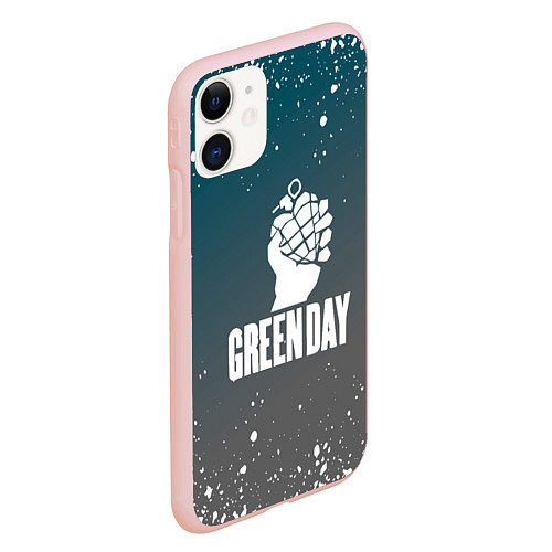 Чехол iPhone 11 матовый Green day - брызги / 3D-Светло-розовый – фото 2