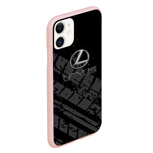 Чехол iPhone 11 матовый Lexus - След шины / 3D-Светло-розовый – фото 2