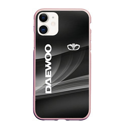 Чехол iPhone 11 матовый Daewoo - абстракция, цвет: 3D-светло-розовый
