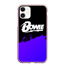 Чехол iPhone 11 матовый David Bowie purple grunge, цвет: 3D-светло-розовый