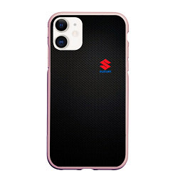Чехол iPhone 11 матовый Suzuki - карбон, цвет: 3D-светло-розовый