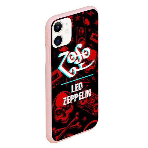 Чехол iPhone 11 матовый Led Zeppelin rock glitch / 3D-Светло-розовый – фото 2
