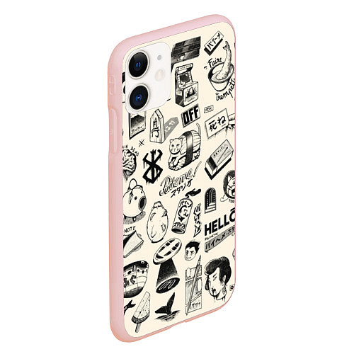 Чехол iPhone 11 матовый Japan style - retro / 3D-Светло-розовый – фото 2