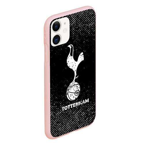 Чехол iPhone 11 матовый Tottenham с потертостями на темном фоне / 3D-Светло-розовый – фото 2