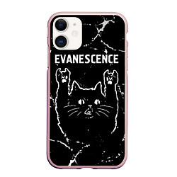 Чехол iPhone 11 матовый Группа Evanescence и рок кот, цвет: 3D-светло-розовый