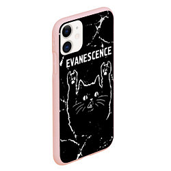 Чехол iPhone 11 матовый Группа Evanescence и рок кот, цвет: 3D-светло-розовый — фото 2