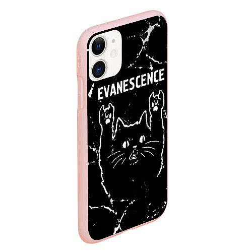 Чехол iPhone 11 матовый Группа Evanescence и рок кот / 3D-Светло-розовый – фото 2