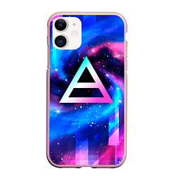 Чехол iPhone 11 матовый Thirty Seconds to Mars неоновый космос, цвет: 3D-светло-розовый