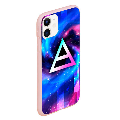 Чехол iPhone 11 матовый Thirty Seconds to Mars неоновый космос / 3D-Светло-розовый – фото 2