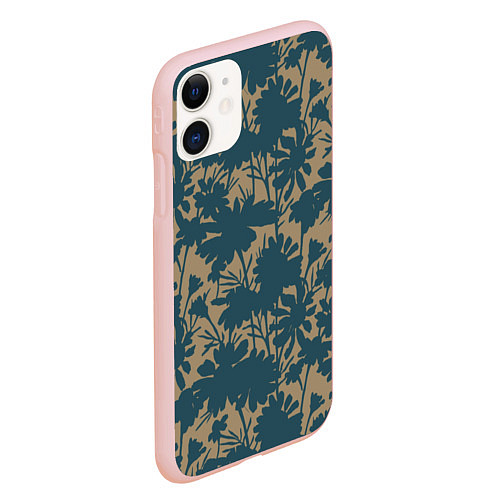 Чехол iPhone 11 матовый Цветочный камуфляж / 3D-Светло-розовый – фото 2