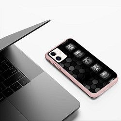 Чехол iPhone 11 матовый Geometry Dash game, цвет: 3D-светло-розовый — фото 2