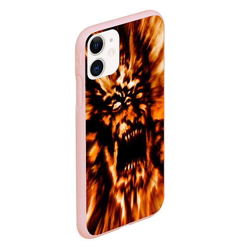 Чехол iPhone 11 матовый Fire demon scream / 3D-Светло-розовый – фото 2