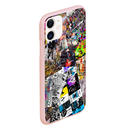 Чехол iPhone 11 матовый Очень пёстрый арт / 3D-Светло-розовый – фото 2