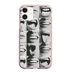 Чехол iPhone 11 матовый Принт с частью лица, цвет: 3D-светло-розовый