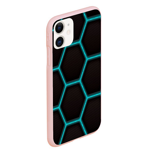 Чехол iPhone 11 матовый Стальная броня соты / 3D-Светло-розовый – фото 2