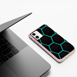 Чехол iPhone 11 матовый Стальная броня соты, цвет: 3D-светло-розовый — фото 2