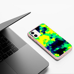 Чехол iPhone 11 матовый Yellow green texture, цвет: 3D-светло-розовый — фото 2