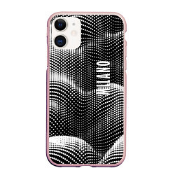 Чехол iPhone 11 матовый Авангардный фрактальный паттерн - Милан, цвет: 3D-светло-розовый