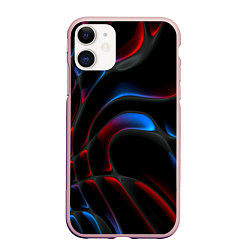 Чехол iPhone 11 матовый Neon colors drops of liquid, цвет: 3D-светло-розовый