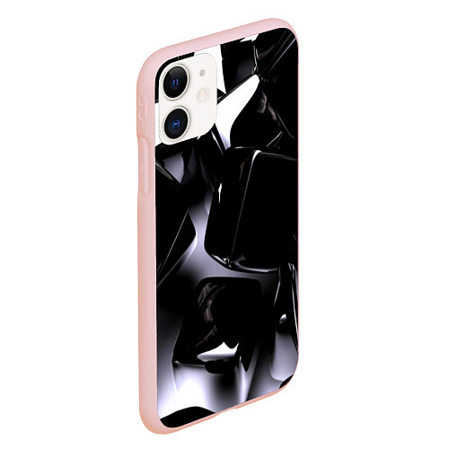 Чехол iPhone 11 матовый Хромированные кубы / 3D-Светло-розовый – фото 2