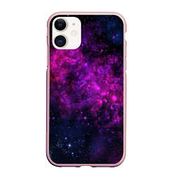 Чехол iPhone 11 матовый Neon pink nebula, цвет: 3D-светло-розовый