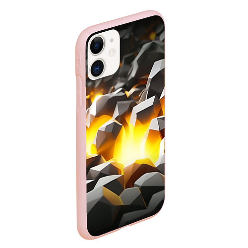 Чехол iPhone 11 матовый Золотая руда / 3D-Светло-розовый – фото 2