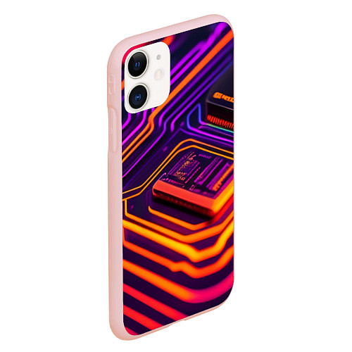 Чехол iPhone 11 матовый Микрочип / 3D-Светло-розовый – фото 2