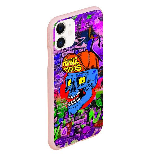 Чехол iPhone 11 матовый Humble minds - skull - graffiti / 3D-Светло-розовый – фото 2