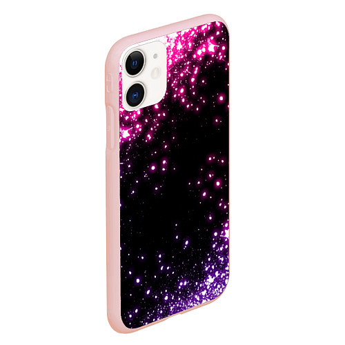 Чехол iPhone 11 матовый Неоновые звезды - neon / 3D-Светло-розовый – фото 2