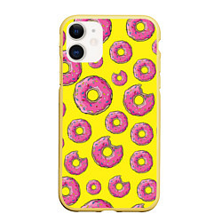 Чехол iPhone 11 матовый Пончики Гомера цвета 3D-желтый — фото 1