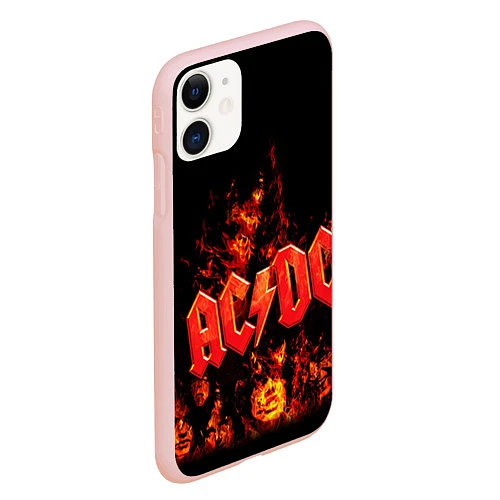 Чехол iPhone 11 матовый AC/DC Flame / 3D-Светло-розовый – фото 2
